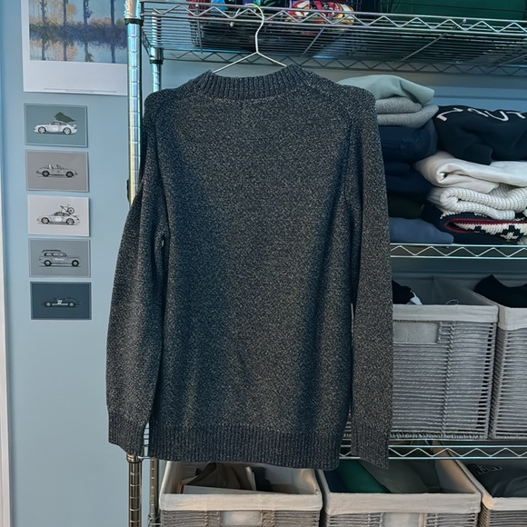 Men wool navy blue and white speckled sweater - Picture 6 of 6